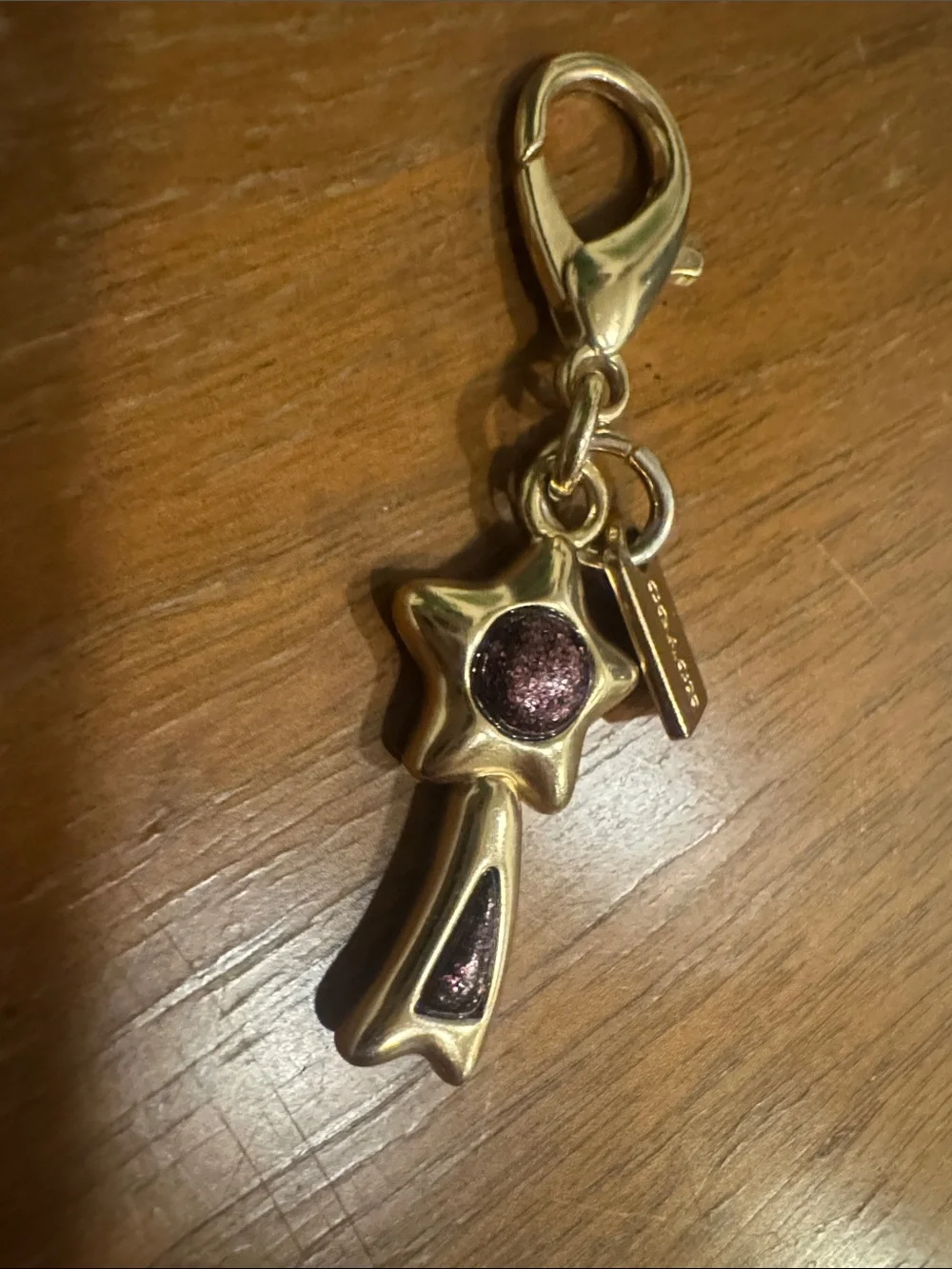 Coach Gold-Tone Shooting Star Key Charm with Purple Accents